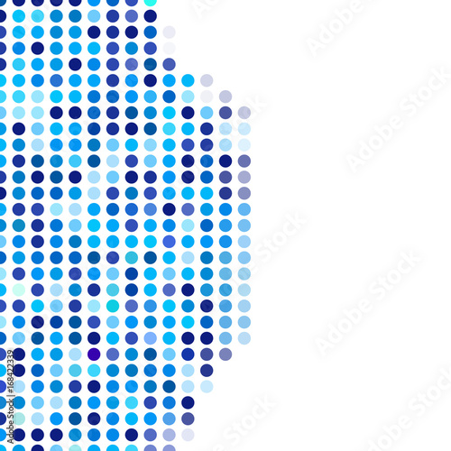 Mosaic background random dark and light blue circles, pattern of polka dots, neutral versatile pattern for business techno style design. 