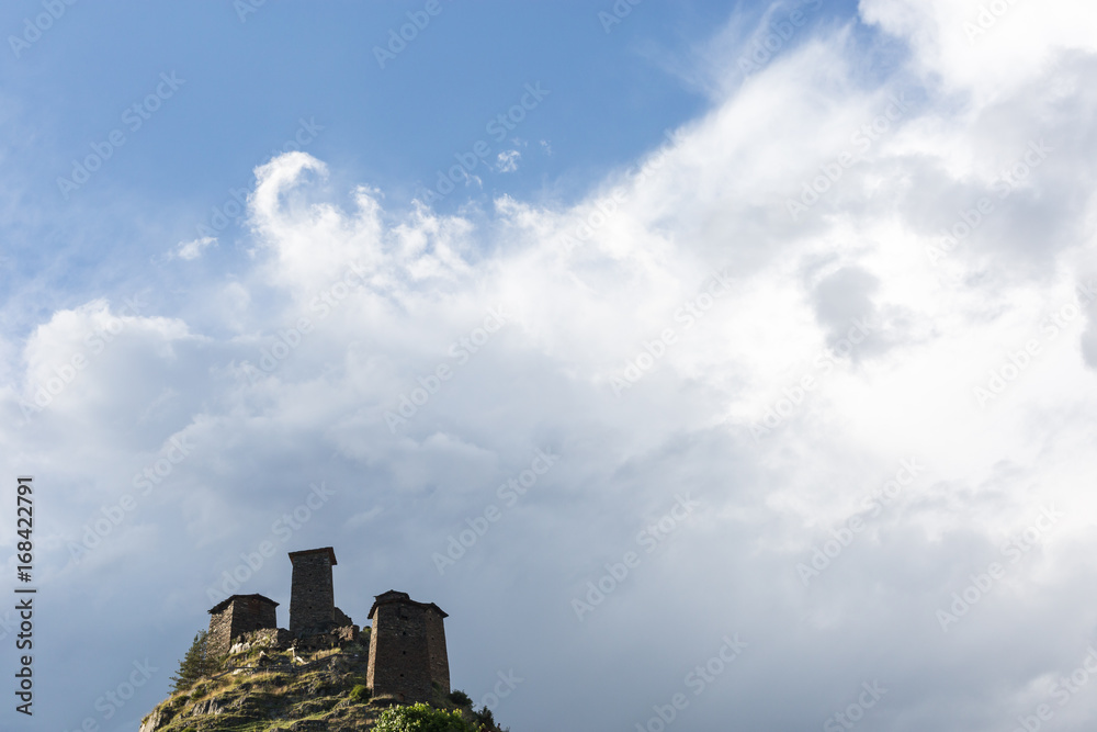 the ancient fortress of Keselo in the Tusheti village of Omalo