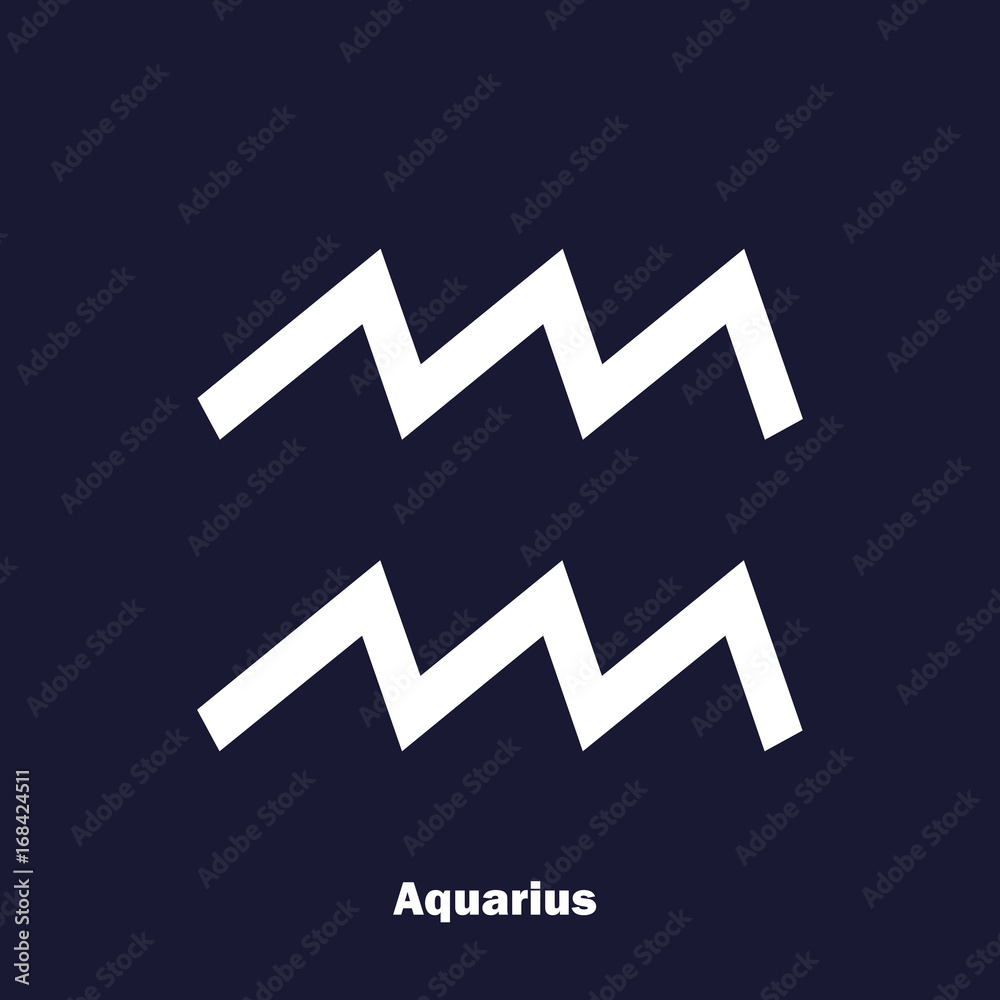 Aquarius zodiac sign. Astrological symbol. Vector icon on dark blue background. Aquarius zodiac sign. Astrological symbol. Vector icon on dark blue background.