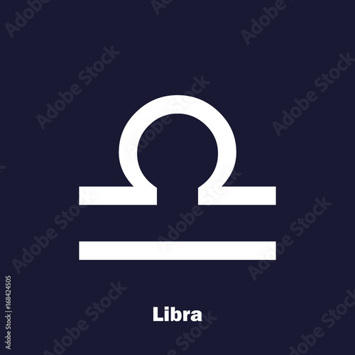 Libra zodiac sign. Astrological symbol. Vector icon on dark blue background