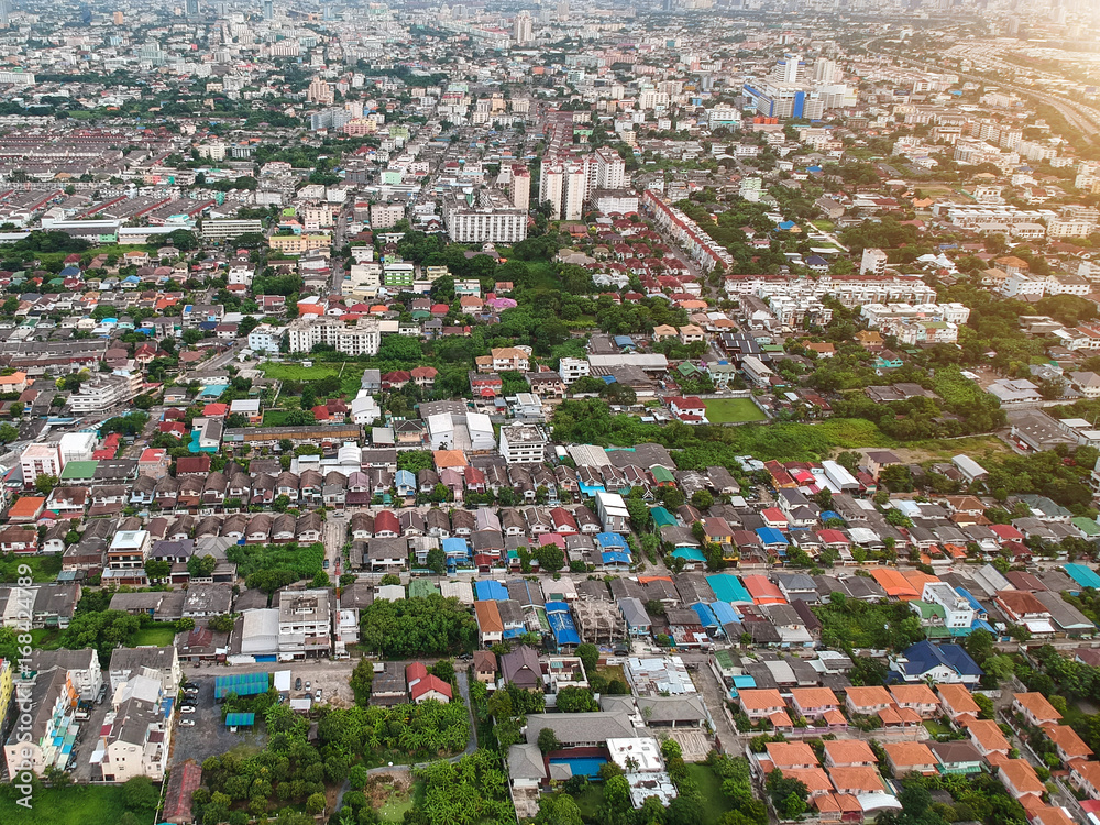 bangkok city Thailand in Aerial view at evening light