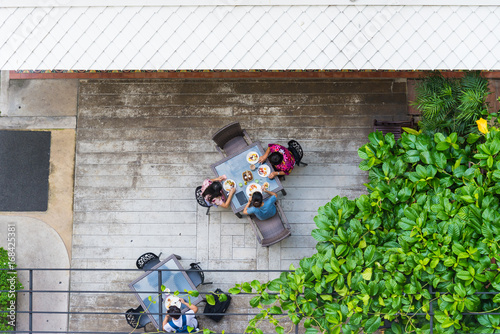 Top view of a restaurant