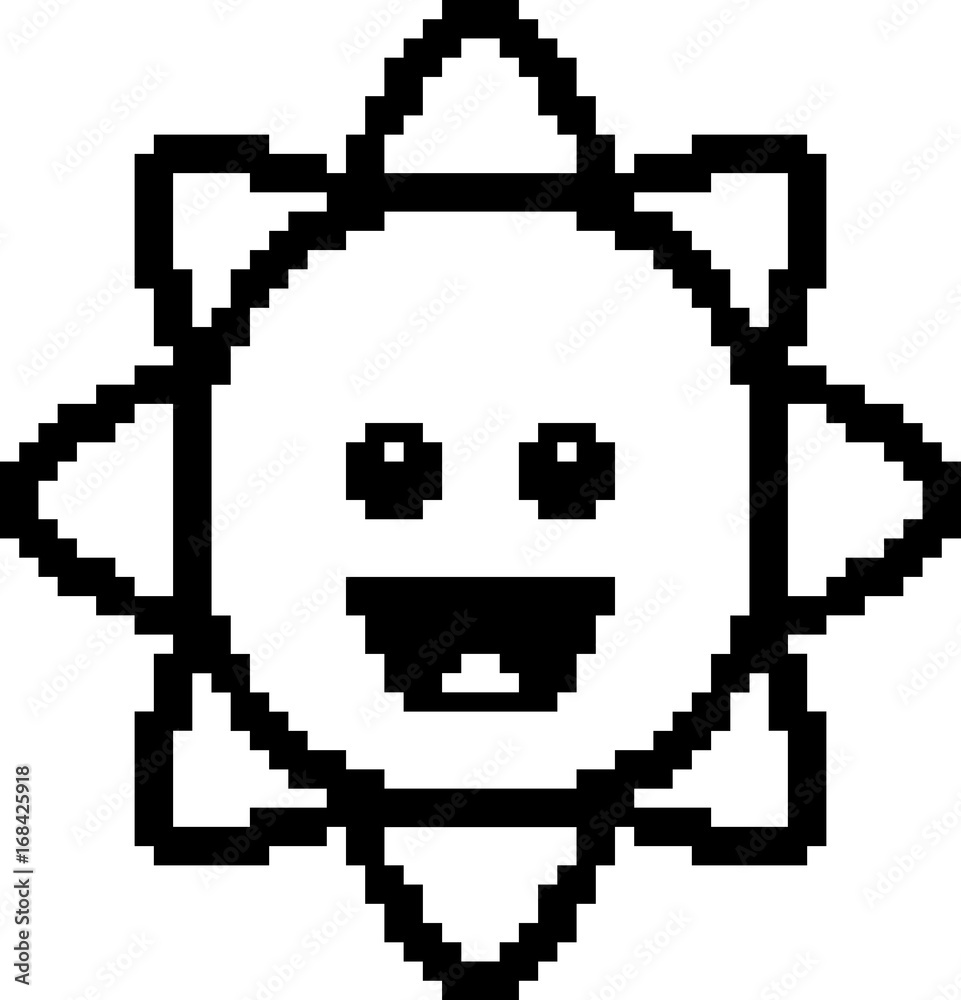 Fototapeta premium Smiling 8-Bit Cartoon Sun