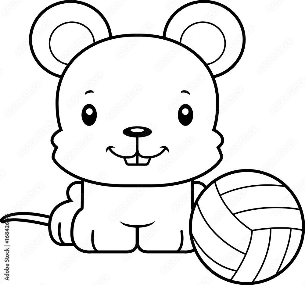 Fototapeta premium Cartoon Smiling Volleyball Player Mouse
