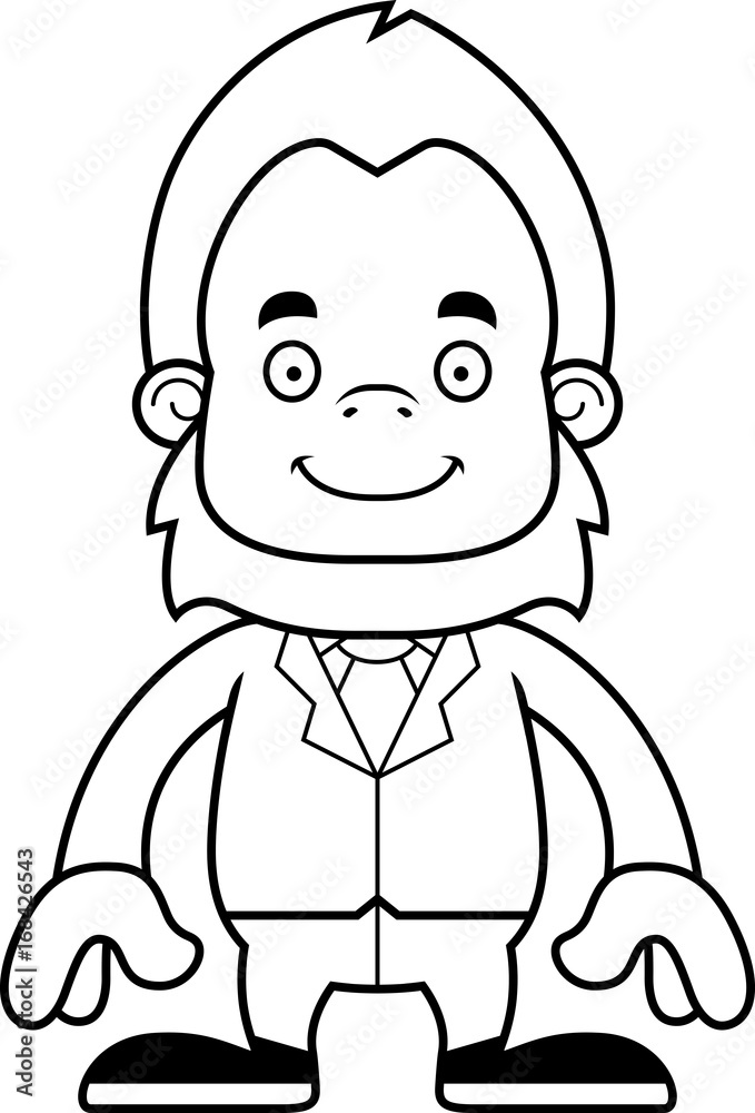 Cartoon Smiling Businessperson Sasquatch Cartoon Smiling Businessperson Sasquatch