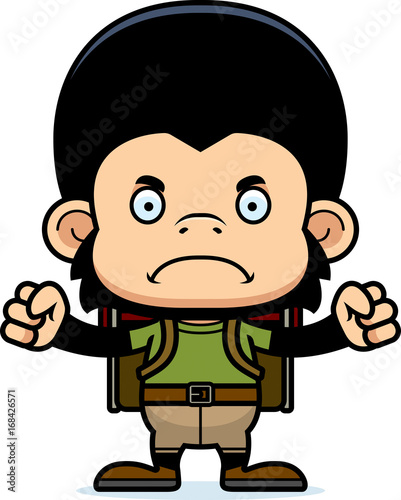 Cartoon Angry Hiker Chimpanzee