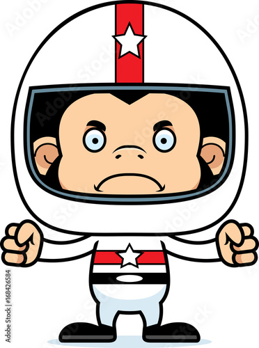 Cartoon Angry Race Car Driver Chimpanzee