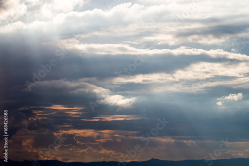 colorful dramatic sky with cloud at sunset