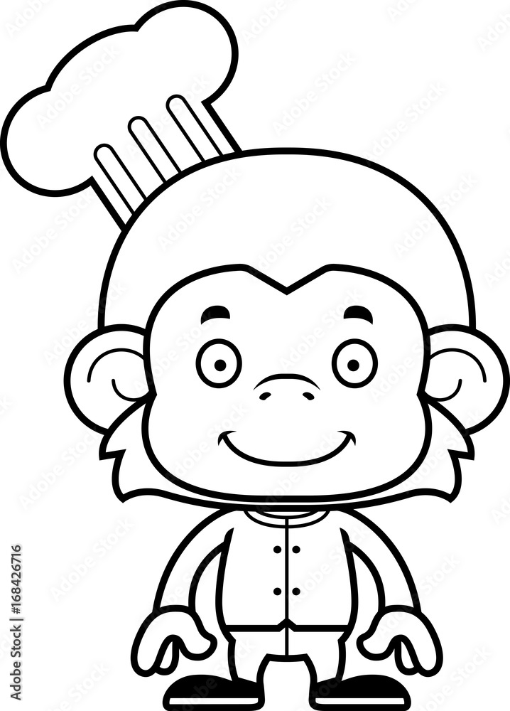 Cartoon Smiling Chef Monkey Cartoon Smiling Chef Monkey
