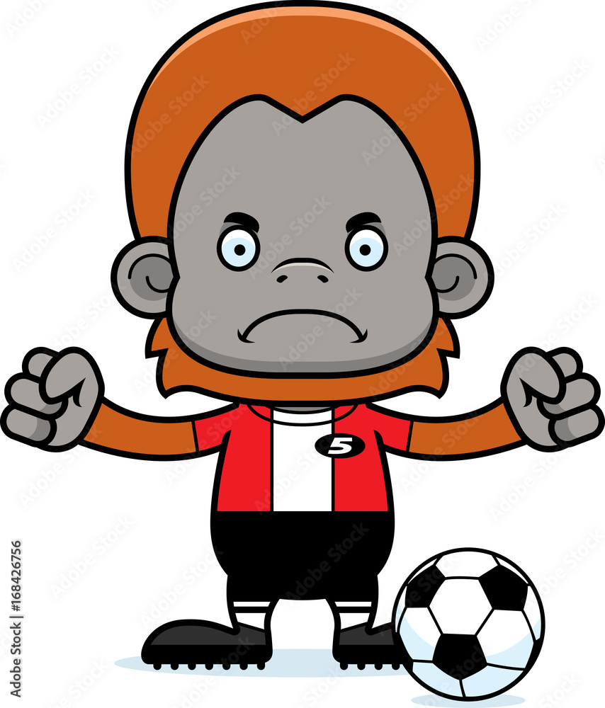 Cartoon Angry Soccer Player Orangutan