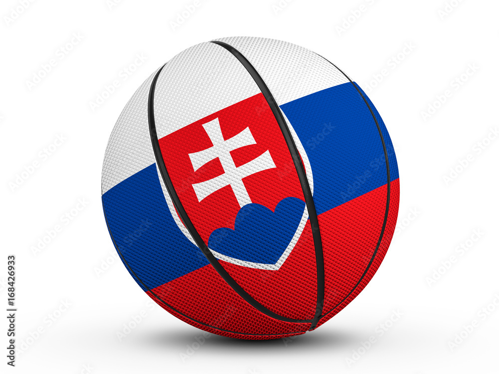 Obraz premium Basketball ball Slovakia flag