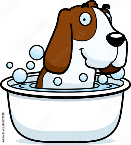 Cartoon Basset Hound Bath