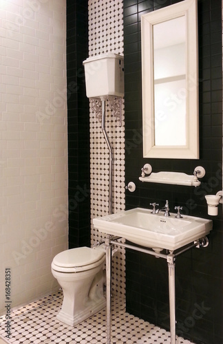 Interior of luxury vintage bathroom in resort apartment