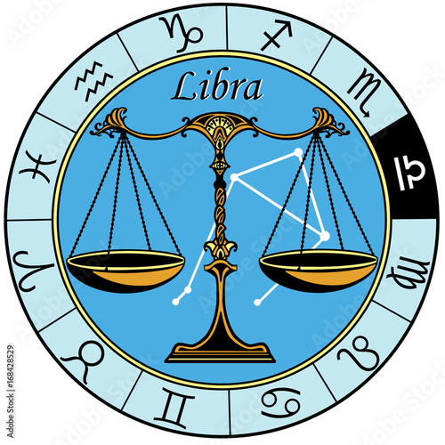 libra astrological horoscope sign in the zodiac wheel