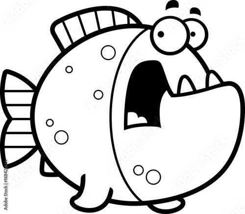 Scared Cartoon Piranha