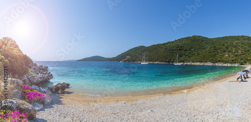 Fototapeta Naklejka Na Ścianę i Meble -  Poros Mikros Gialos beach on the Ionian sea, Lefkada island, Greece.