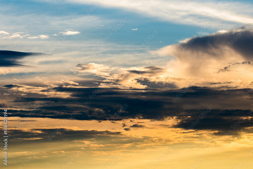 colorful dramatic sky with cloud at sunset