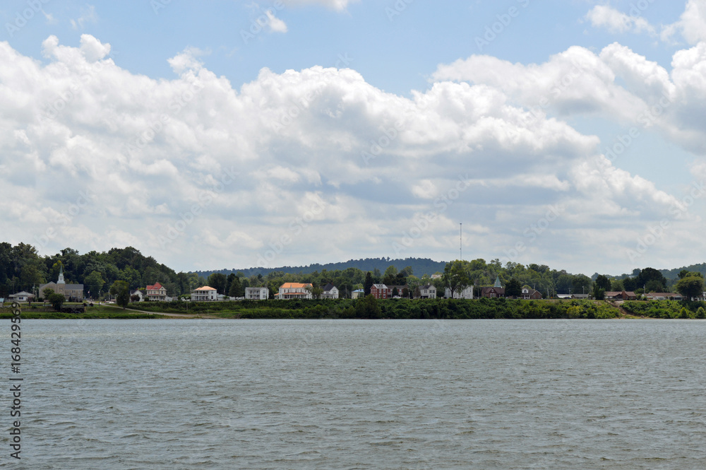 View of a town across the river