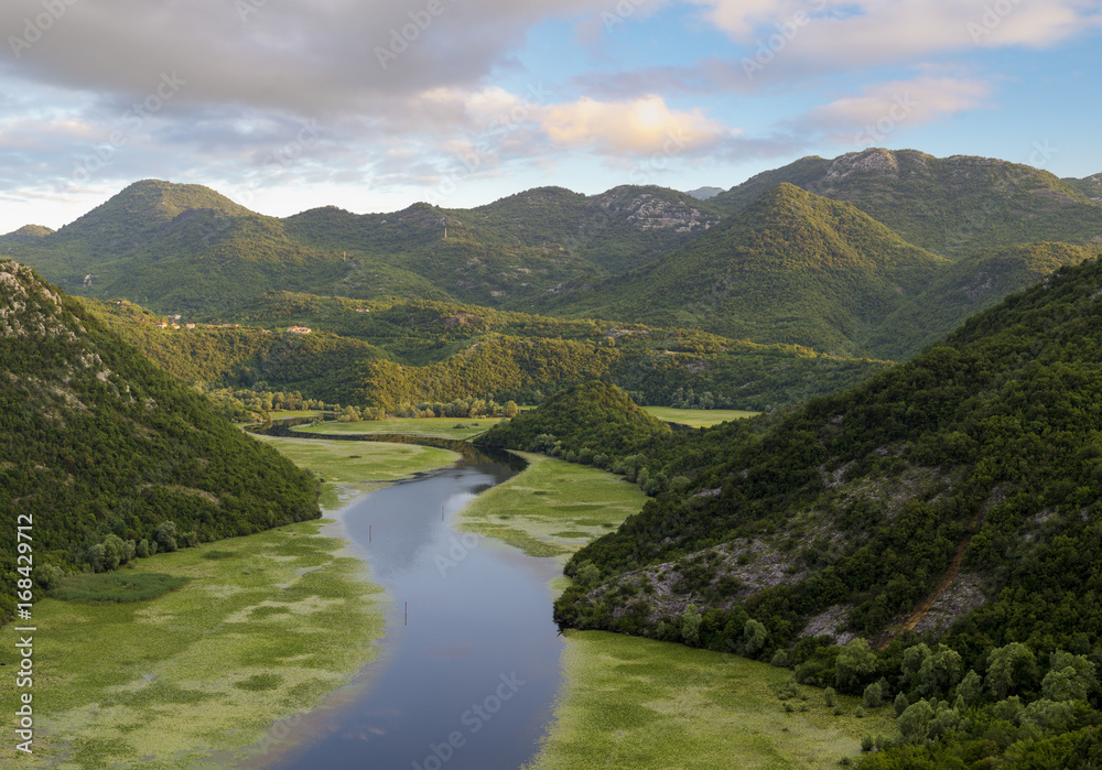 bend of the river flowing into Lake Skadar, Montenegro