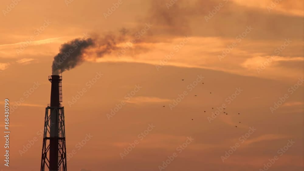 Factory chimney that smoke at dusk