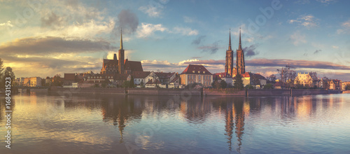 Wrocław, Poland, Panorama of the city,vintage, retro coloring