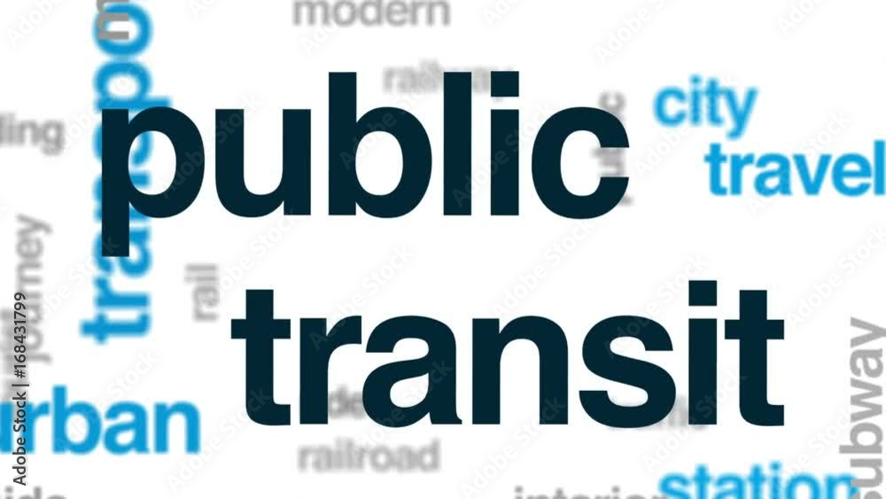 Public transit animated word cloud, text design animation. Public transit animated word cloud, text design animation.