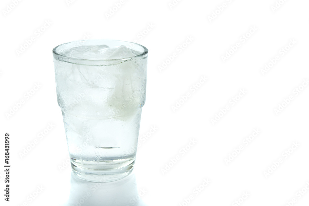 a glass of ice cold water with white background a glass of ice cold water with white background