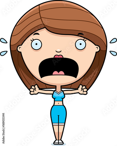 Scared Cartoon Fitness Woman