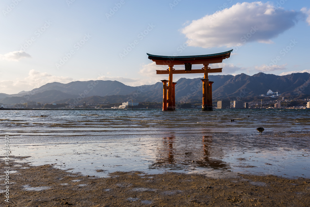 Floating torii gate in miyajima island, hiroshima. Floating torii gate in miyajima island, hiroshima.
