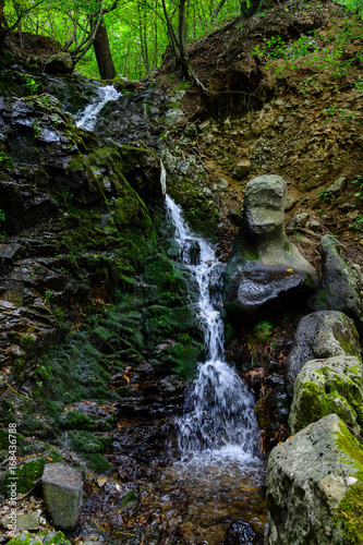 Amazing landscape with wild waterfall  Armenia