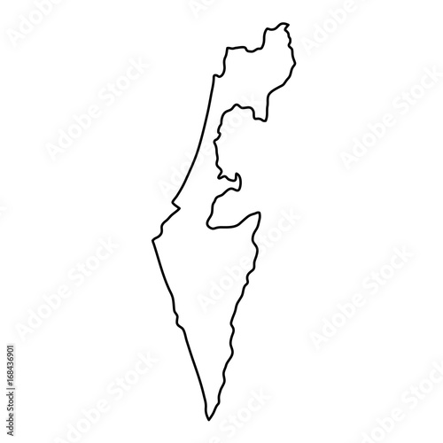 Israel map of black contour curves of vector illustration