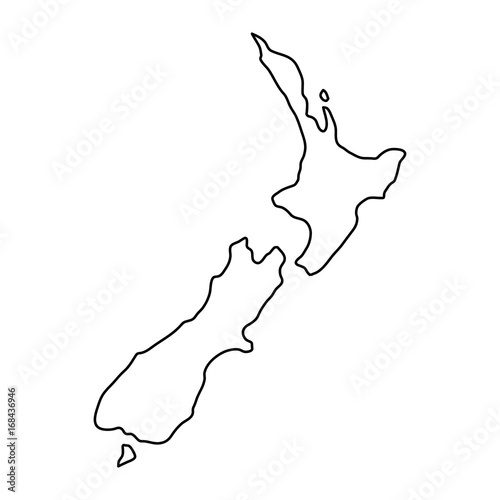 New Zealand map of black contour curves of vector illustration