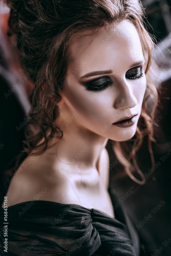 Lady in dark interior Lady in dark interior