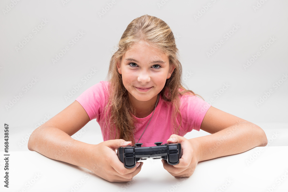 blonde girl in pink is a videogame player blonde girl in pink is a videogame player