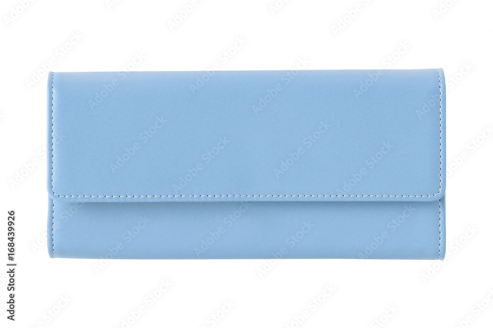 Azure blue glamour woman s elegant leather wallet isolated on white Azure blue glamour woman s elegant leather wallet isolated on white