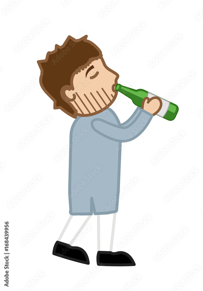 Drinking Wine Poor Cartoon Man Stock Vector | Adobe Stock