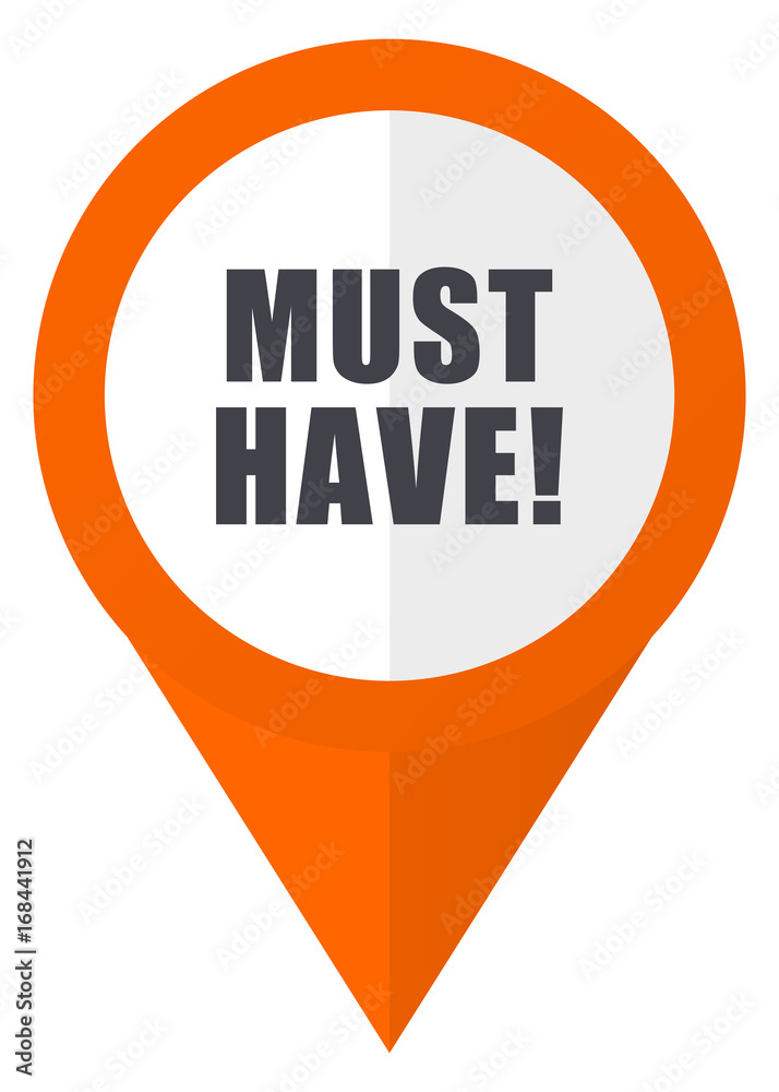 Must have orange pointer vector icon in eps 10 isolated on white background. Must have orange pointer vector icon in eps 10 isolated on white background.