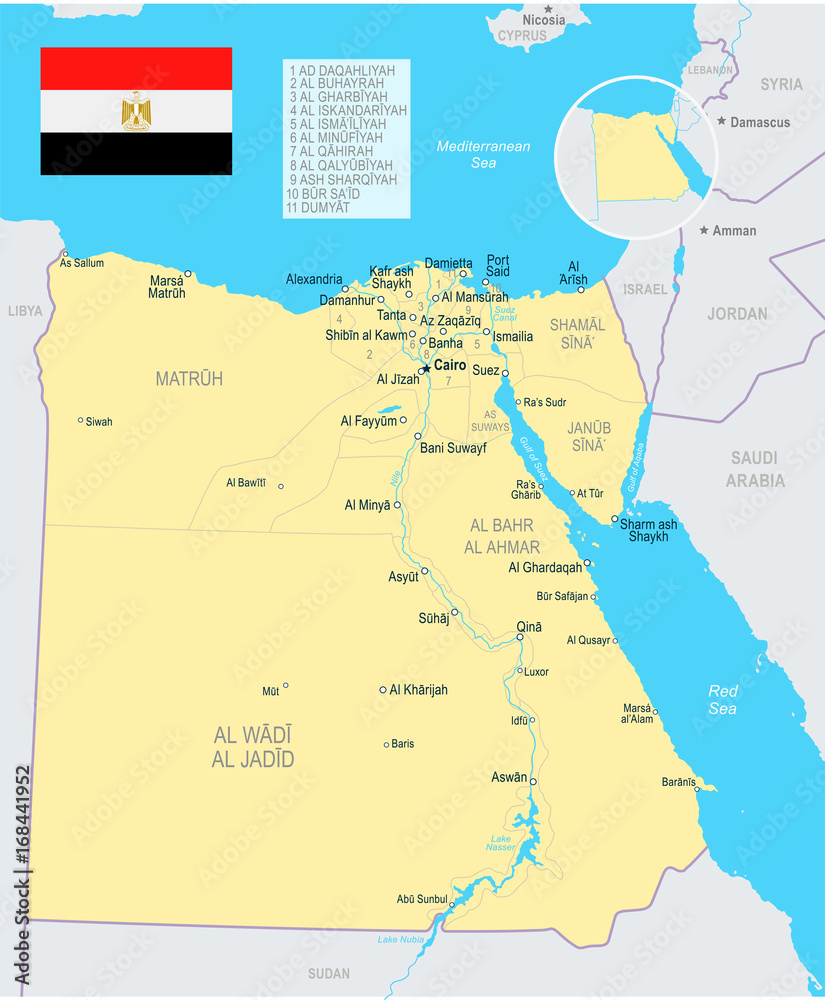Egypt - map and flag illustration