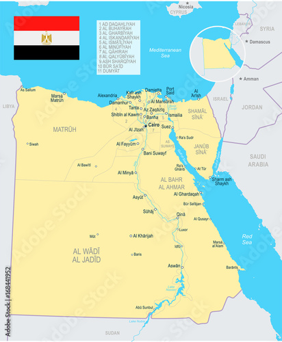 Egypt - map and flag illustration