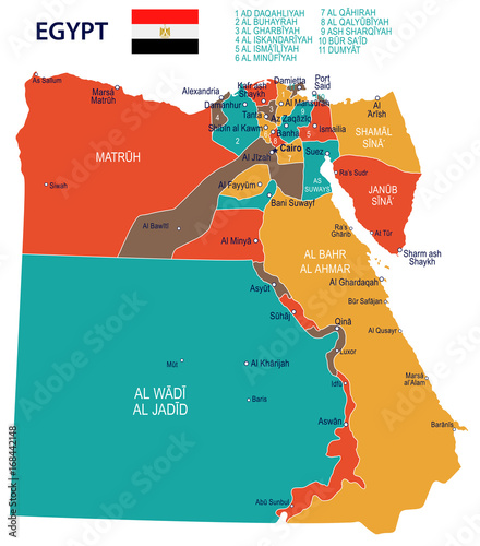 Egypt - map and flag – illustration