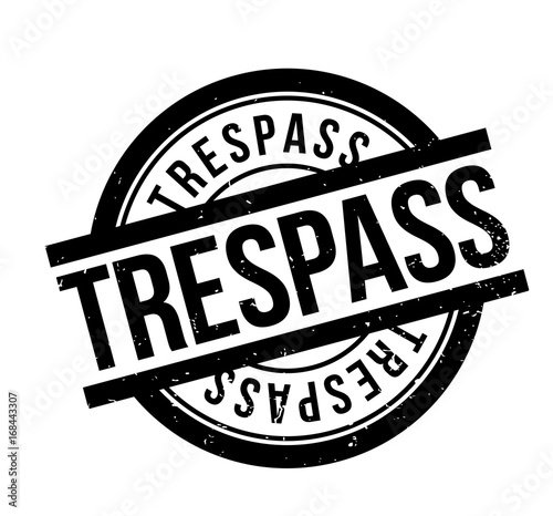 Trespass rubber stamp. Grunge design with dust scratches. Effects can be easily removed for a clean, crisp look. Color is easily changed.