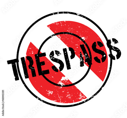 Trespass rubber stamp. Grunge design with dust scratches. Effects can be easily removed for a clean, crisp look. Color is easily changed.