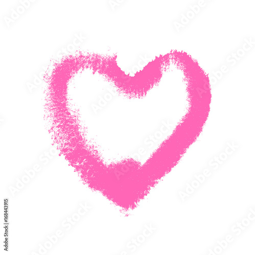 Vector pink watercolor textured heart on white, hand drawn romantic symbol of love