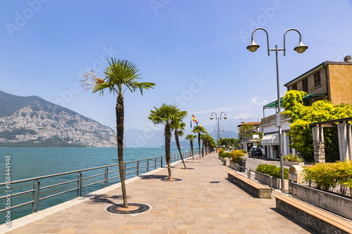 Promenade street in Iseo city, Iseo lake, Italy photo