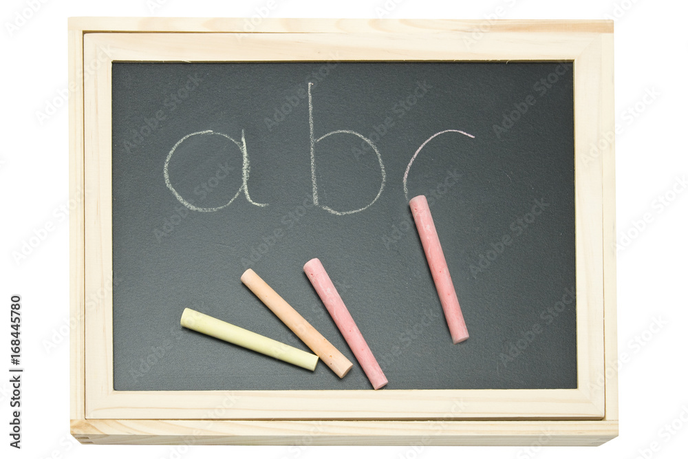 Small blackboard with chalk and abc lettering Small blackboard with chalk and abc lettering