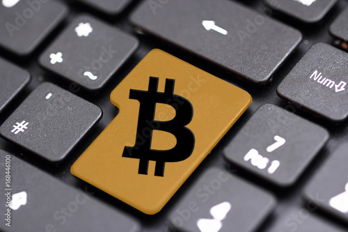 computer keyboard with bitcoin button