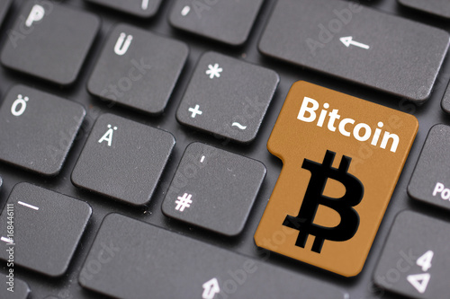 computer keyboard with bitcoin button