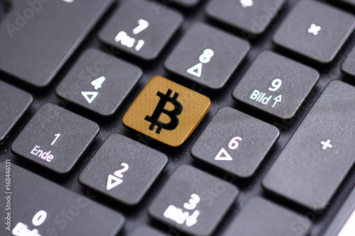 computer keyboard with bitcoin button
