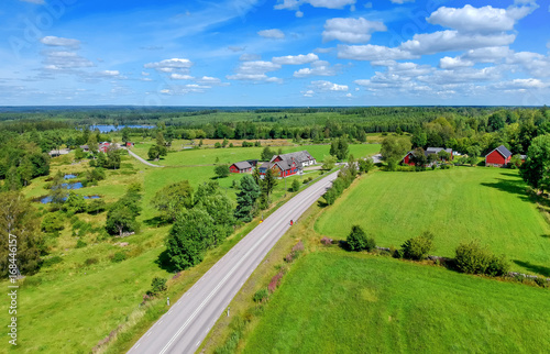 Aerial view for Swedish summer field