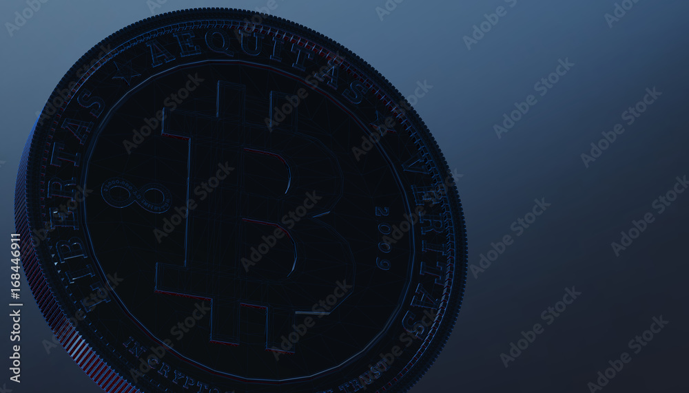 Obraz premium Bitcoins, new virtual money on various digital background, 3D render